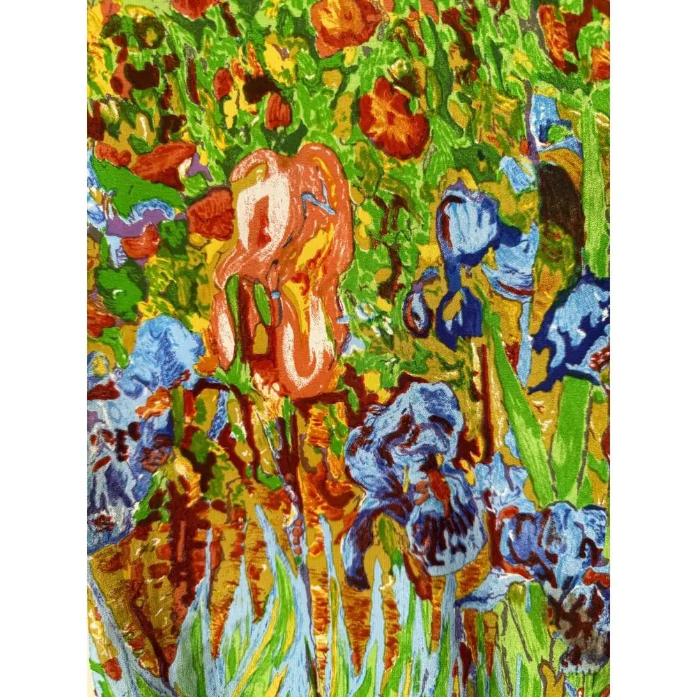 Vincent van‎ Gogh “Irises” Silk Scarf 28x28 Hand Rolled Art Print Square